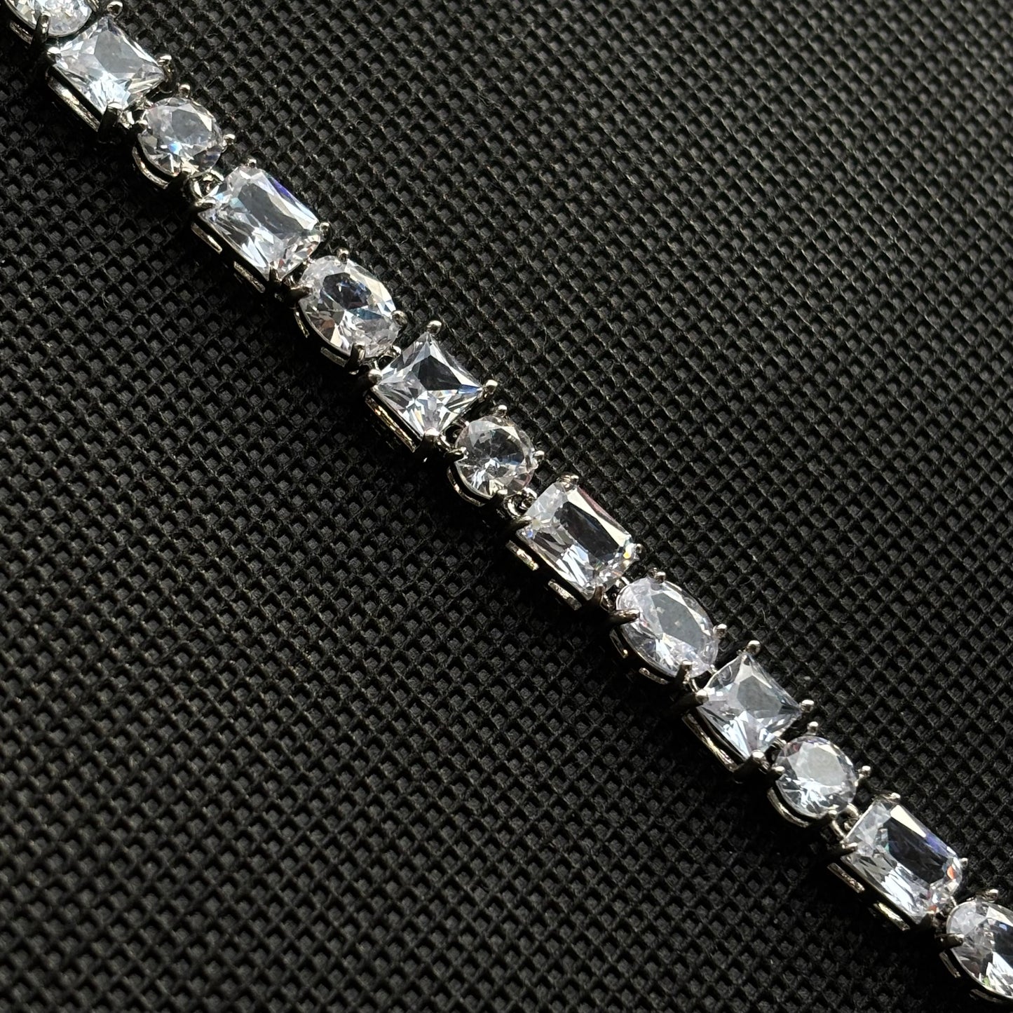 Square Crystal Necklace (Silver)