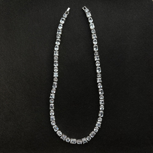 Square Crystal Necklace (Silver)