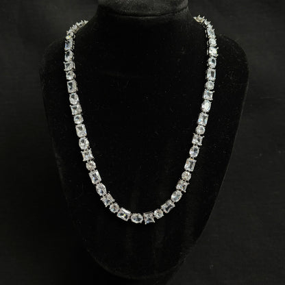 Square Crystal Necklace (Silver)