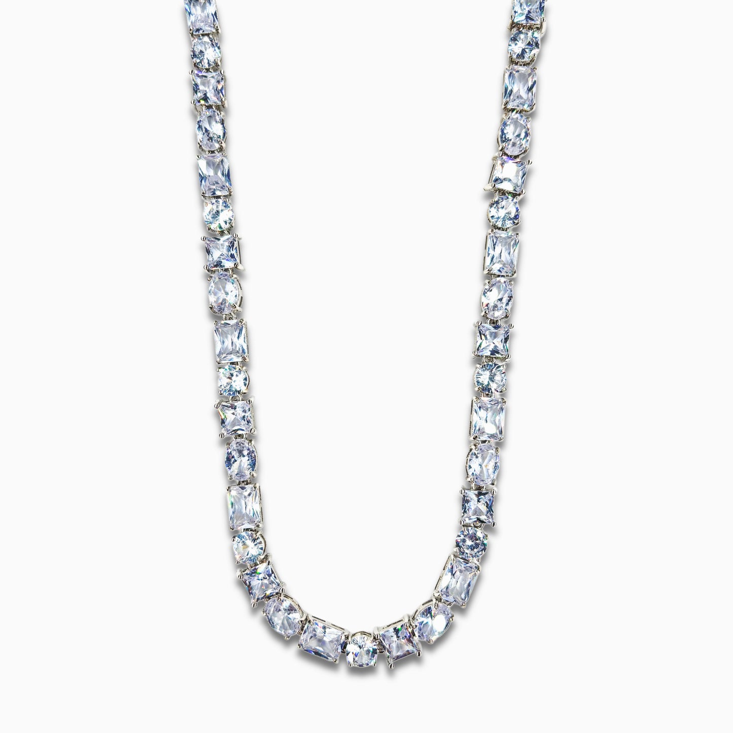 Square Crystal Necklace (Silver)