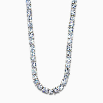 Square Crystal Necklace (Silver)