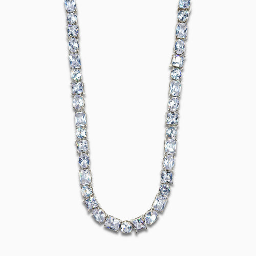 Square Crystal Necklace (Silver)