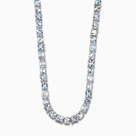 Square Crystal Necklace (Silver)
