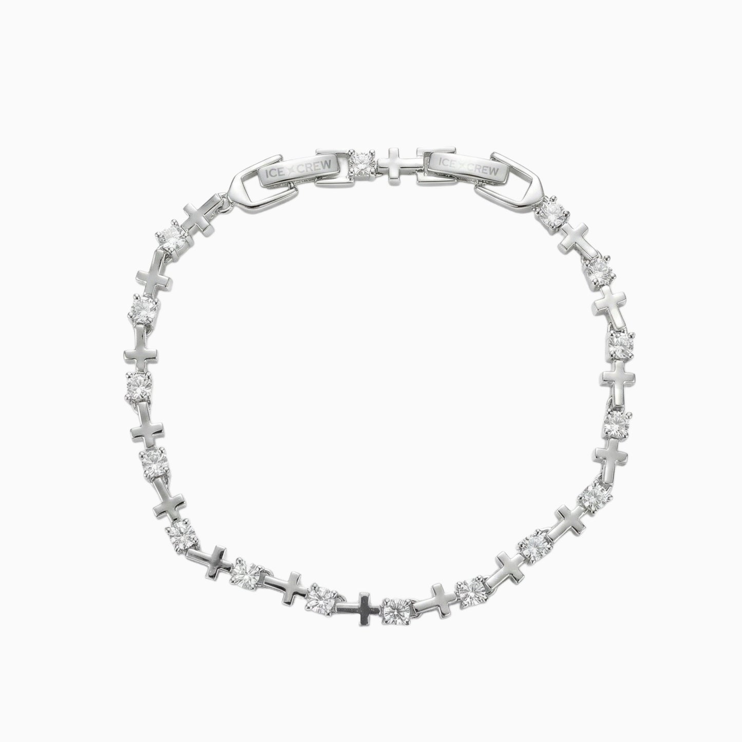 Bracelet Tiny Cross argent avec mini croix en zirconium, vue principale fond blanc