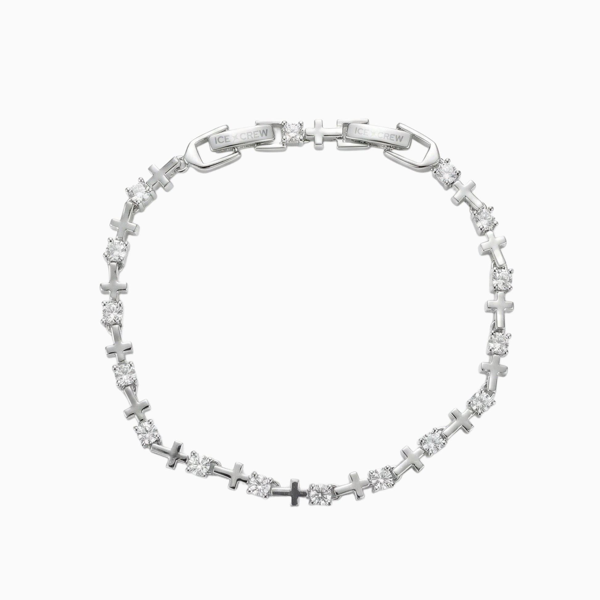 Bracelet Tiny Cross argent avec mini croix en zirconium, vue principale fond blanc