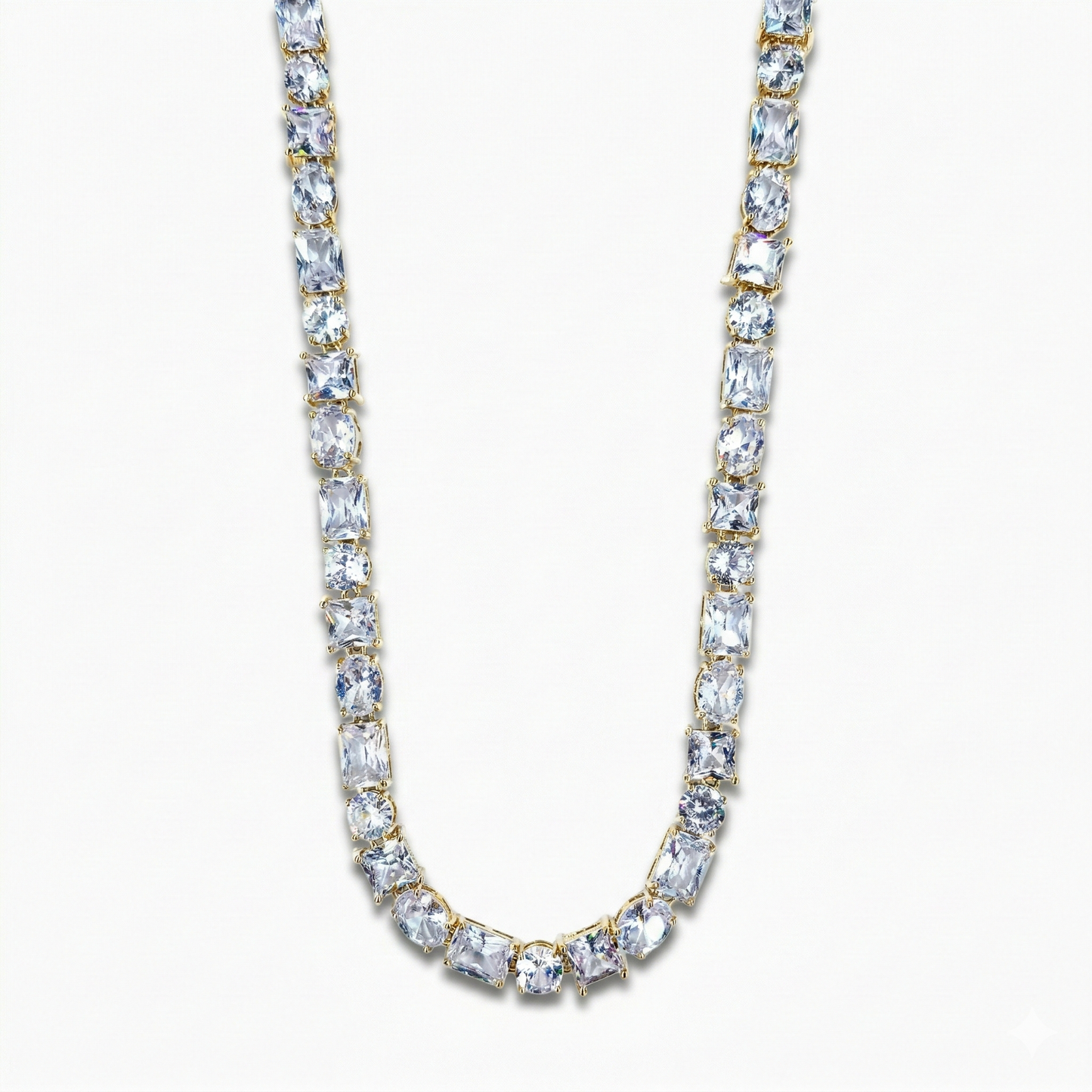 Square Crystal Necklace (Gold)