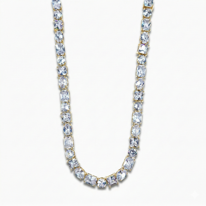 Square Crystal Necklace (Gold)