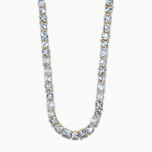 Square Crystal Necklace (Gold)