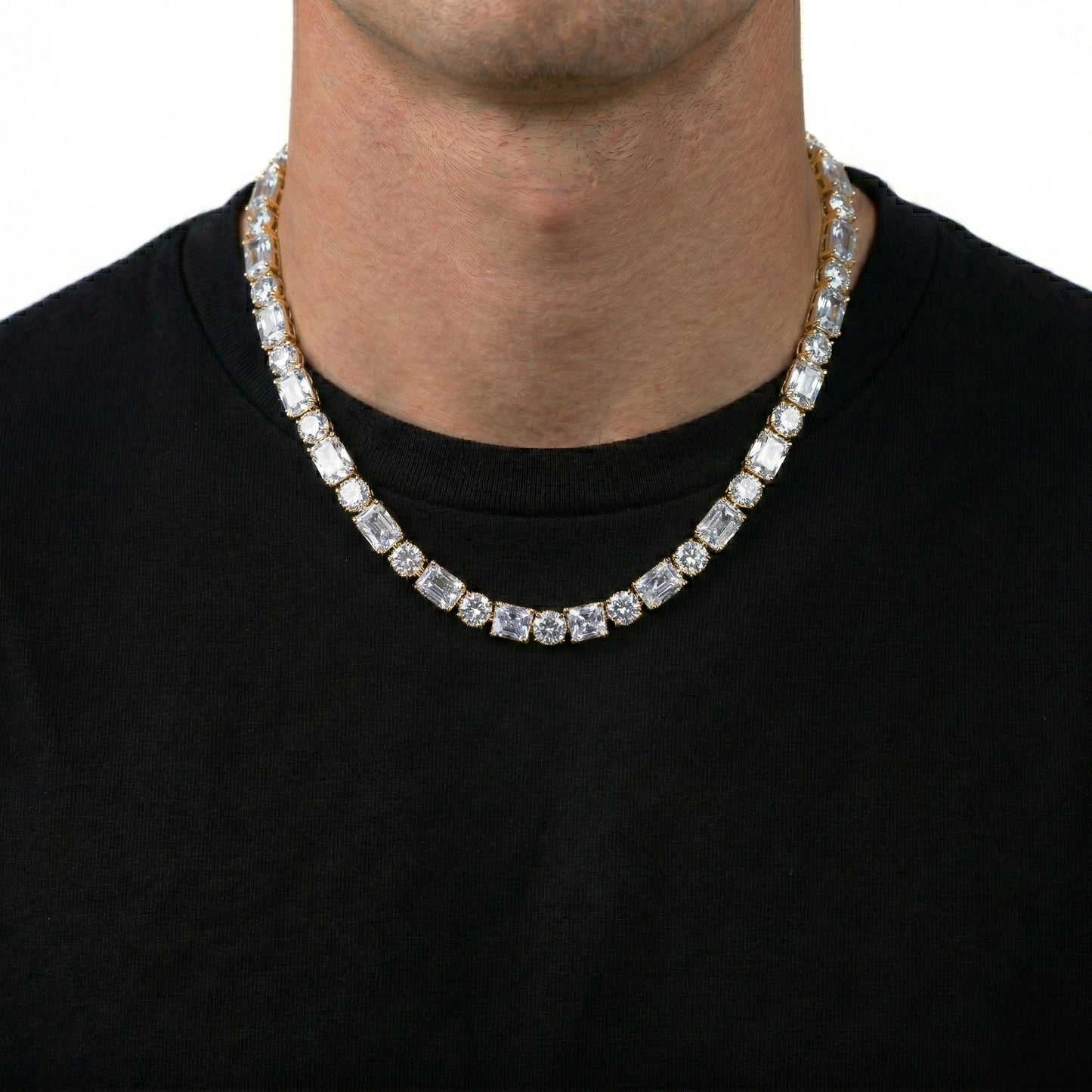 Square Crystal Necklace (Gold)